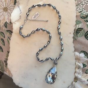 Elegant Silver Crystal Statement Necklace